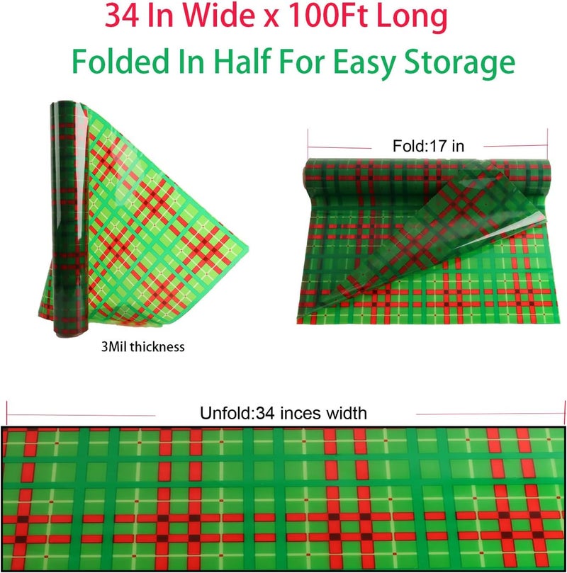 CMFYHM Christmas Cellophane Wrap Roll (34" x 100’Ft) 3 Mil Thicken Long Film Gift Wrappings for Baskets, Box,Wine, Christmas Decor - Image 2